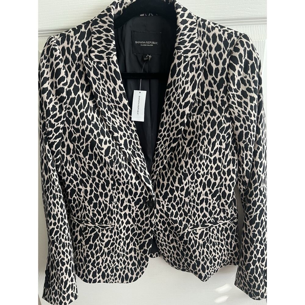 BANANA REPUBLIC Leopard Classic Stretch Twill Blazer Jacket - Picture 2 of 15